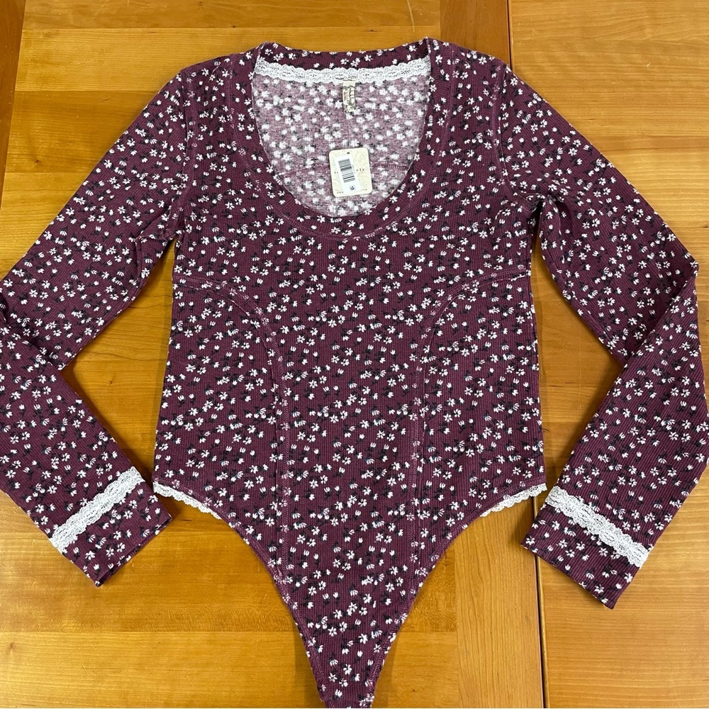 Free People NWT Sugar Dreams Floral Knit Bodysuit medium